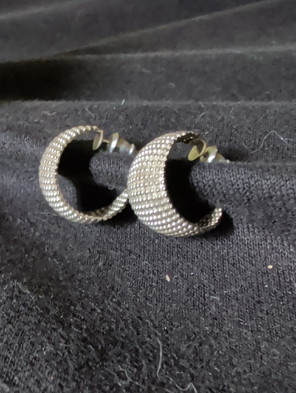 Silvery Textured Hoop Earrings